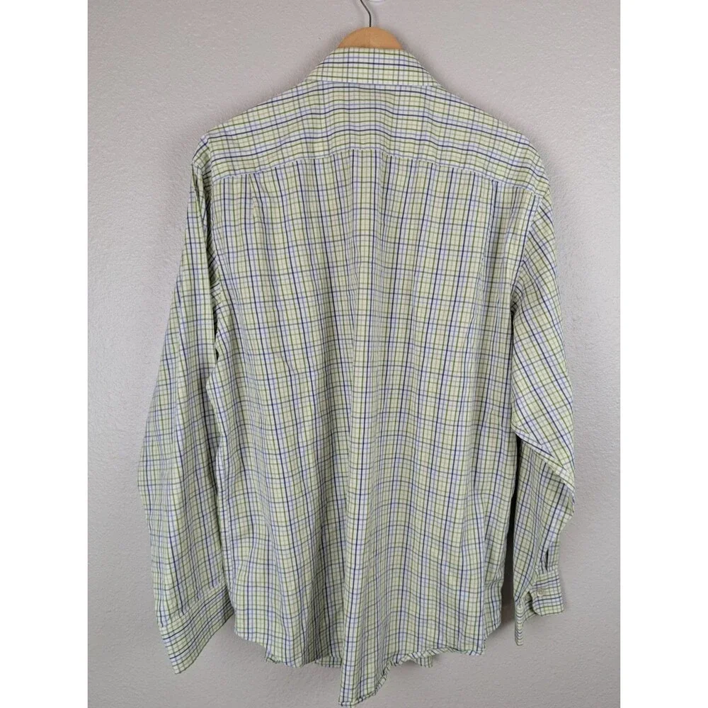 Banana Republic Button Up Blue‎ Yellow Check Long Sleeve Shirt XL